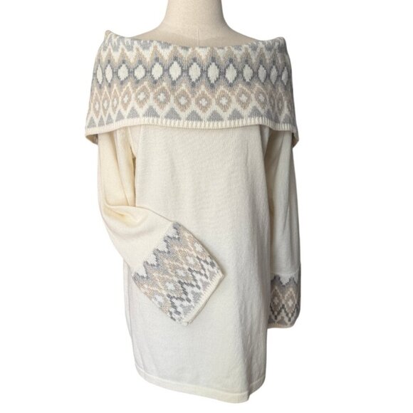 Retro Westport Cowl Off the Shoulder Thick Warm Long Sleeve Bell Sweater - Picture 1 of 9